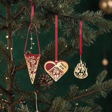 Miniature juleophæng - forgylt med navn 
